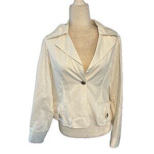 Cubix Women’s Solid White Thin Long Sleeve Blazer Jacket Small